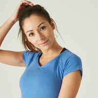 Women's Fitness V-Neck T-Shirt 500 - Blue