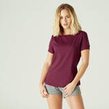 Women's Cotton Gym T-shirt Regular fit Boat neck 510 - Purple