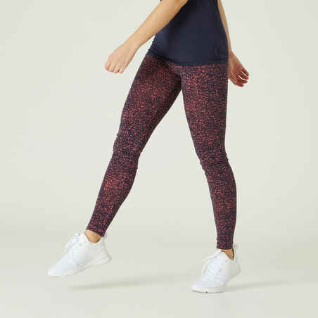Women's Slim-Fit Fitness Leggings Fit+ 500 - Orange Print