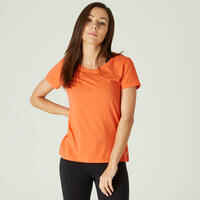 Women's Regular-Fit Fitness T-Shirt 500 - Orange