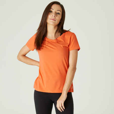 Women's Regular-Fit Fitness T-Shirt 500 - Orange