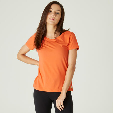 T-shirt regular fitness femme - 500 Essentials Orange