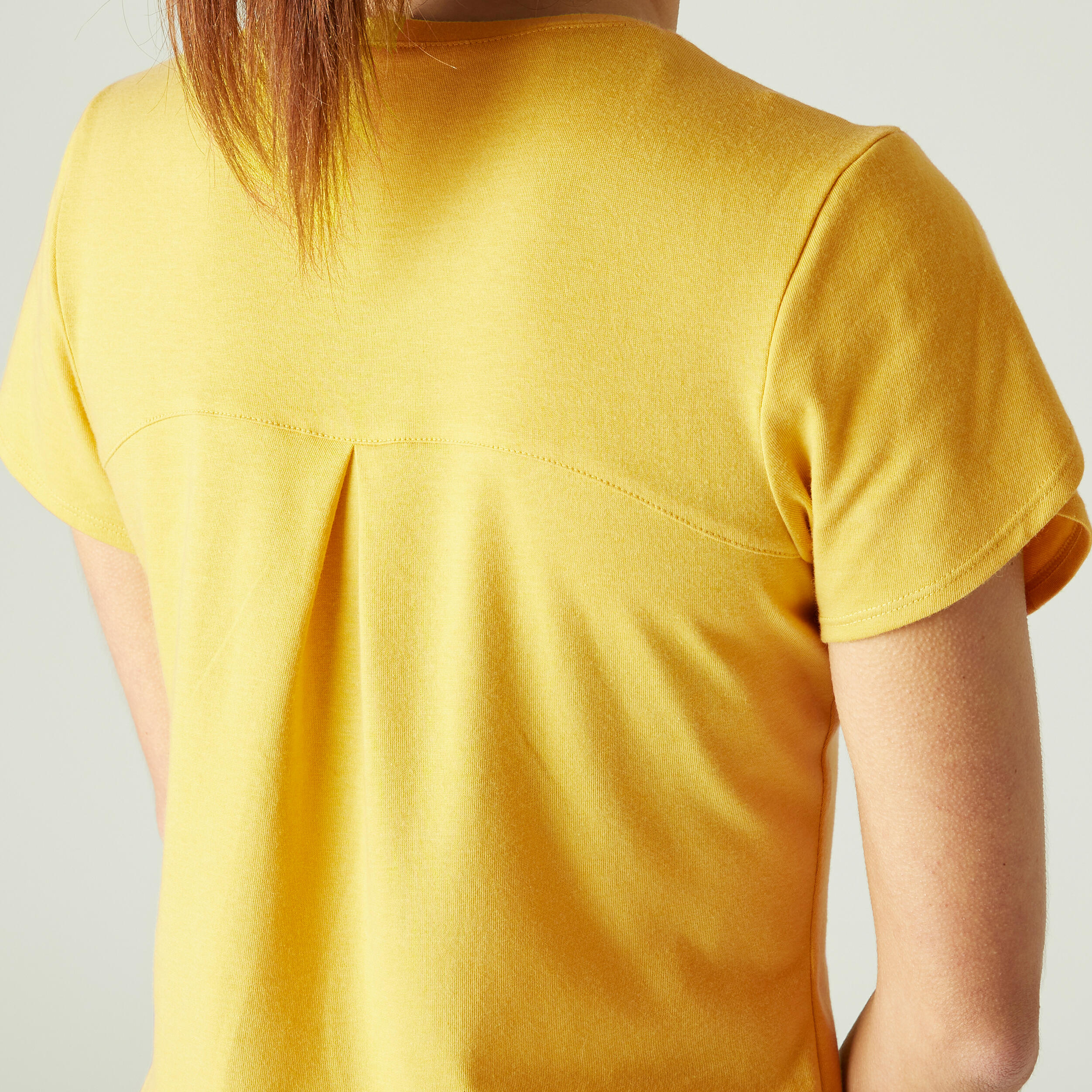Women's Short-Sleeved Straight-Cut V-Neck Cotton Fitness T-Shirt 515 - Honey 5/11