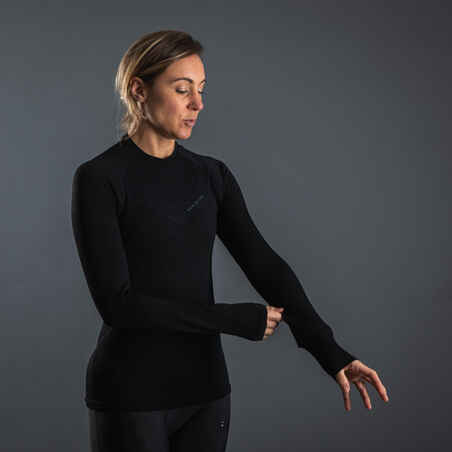 Women's Long-Sleeved Sport Cycling Base Layer - Black