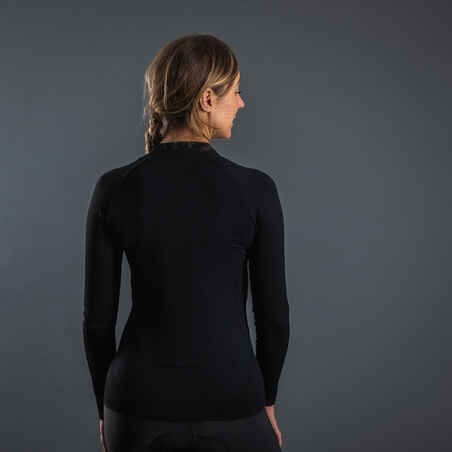 Moteriški dviratininko apatiniai marškinėliai ilgomis rankovėmis, juodi