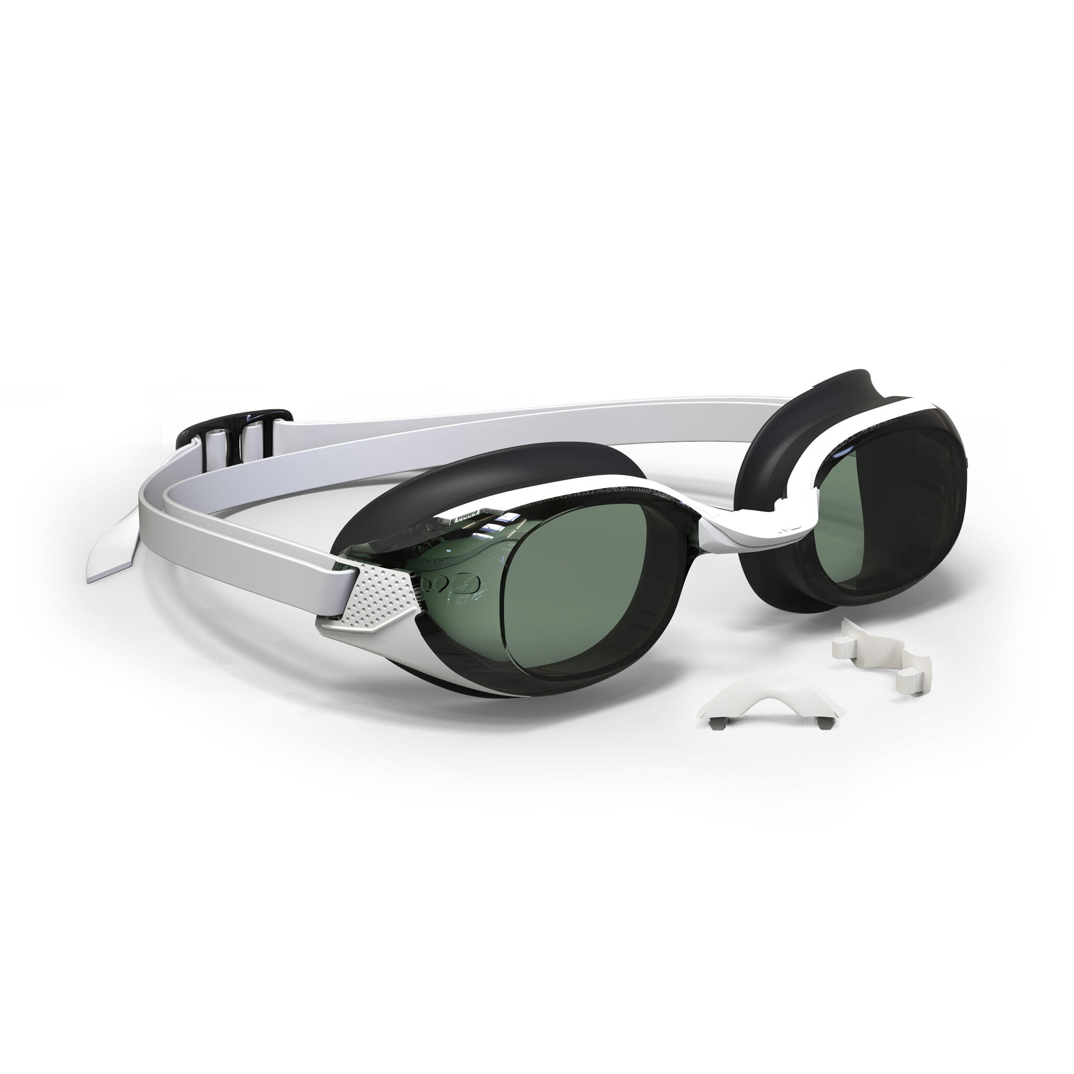 Gafas Natación Graduadas Miopia Bfit Negro Blanco Cristales Ahumados Talla L 6/16