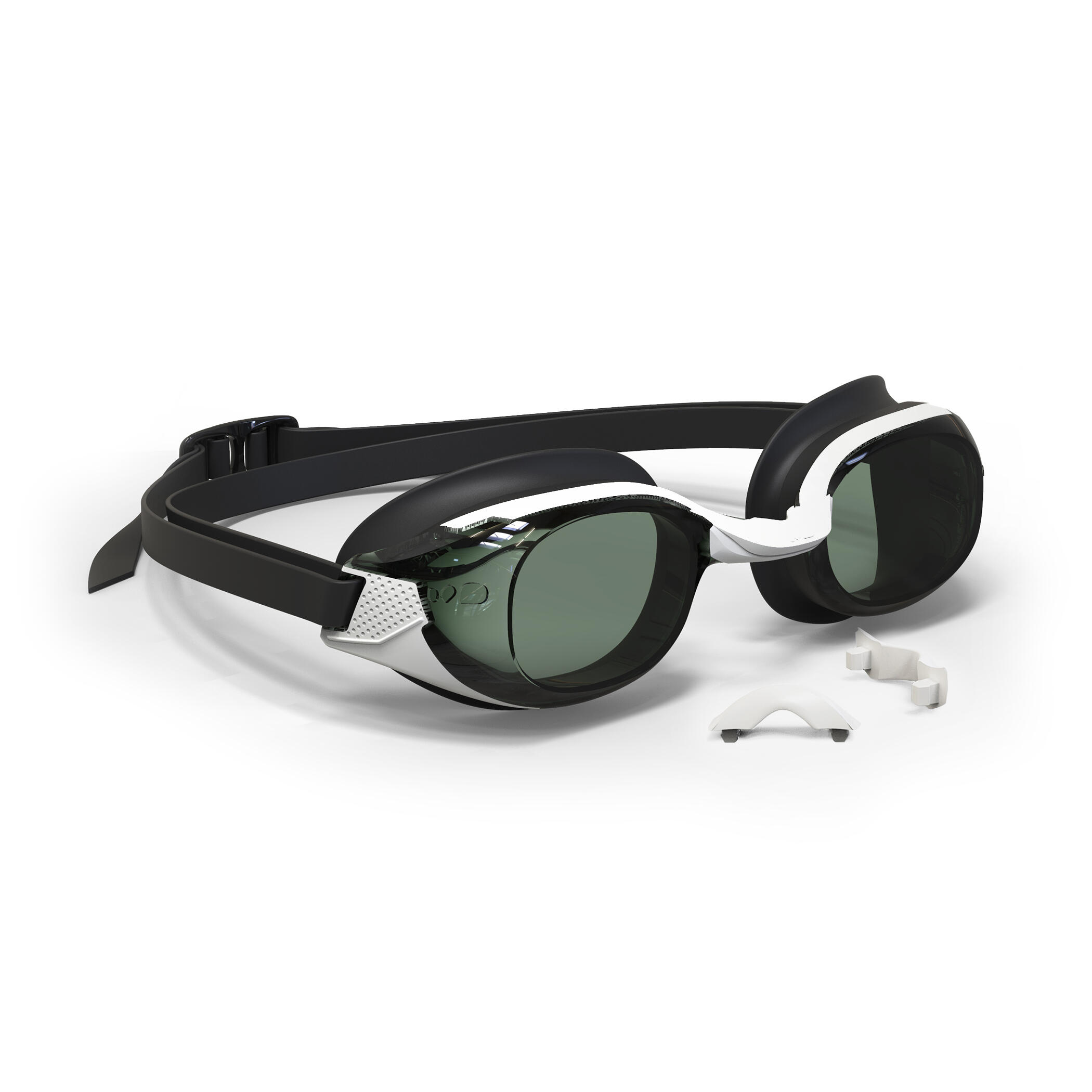 BFIT Swimming Goggles - Smoked Lenses - One Size - Black White