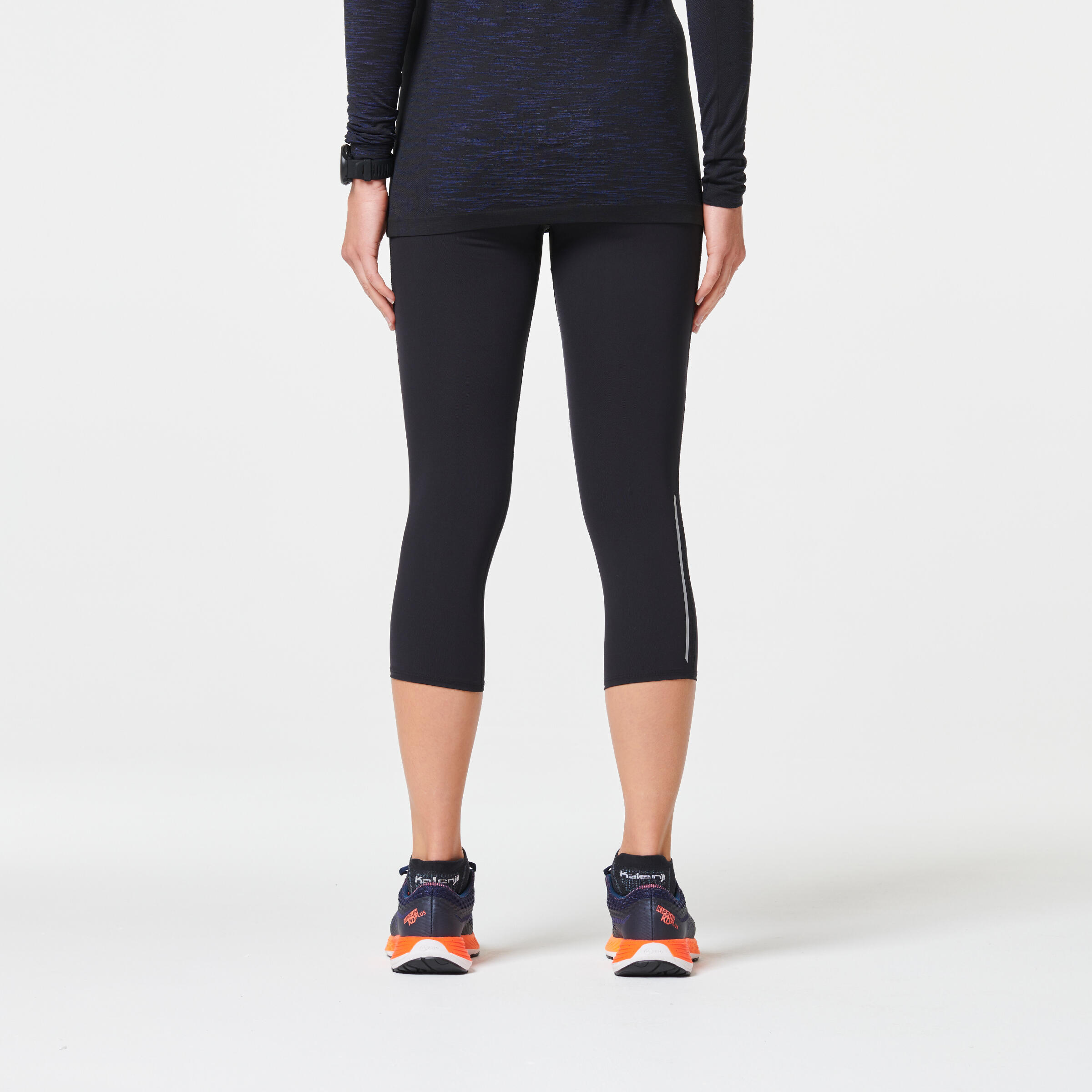 WOMEN'S RUNNING CROPPED BOTTOMS WITH KIPRUN SUPPORT - BLACK 4/15