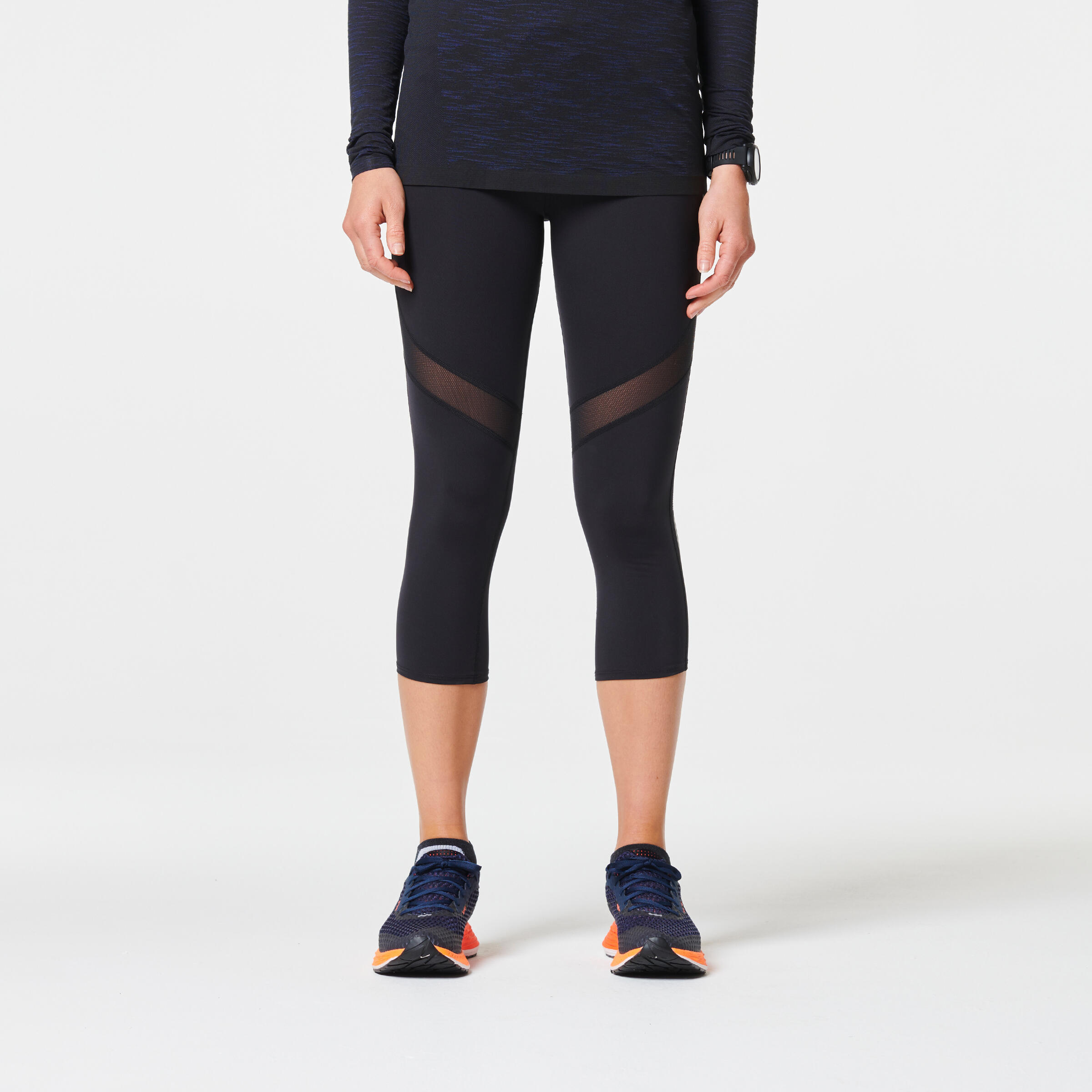 WOMEN'S RUNNING CROPPED BOTTOMS WITH KIPRUN SUPPORT - BLACK 2/15