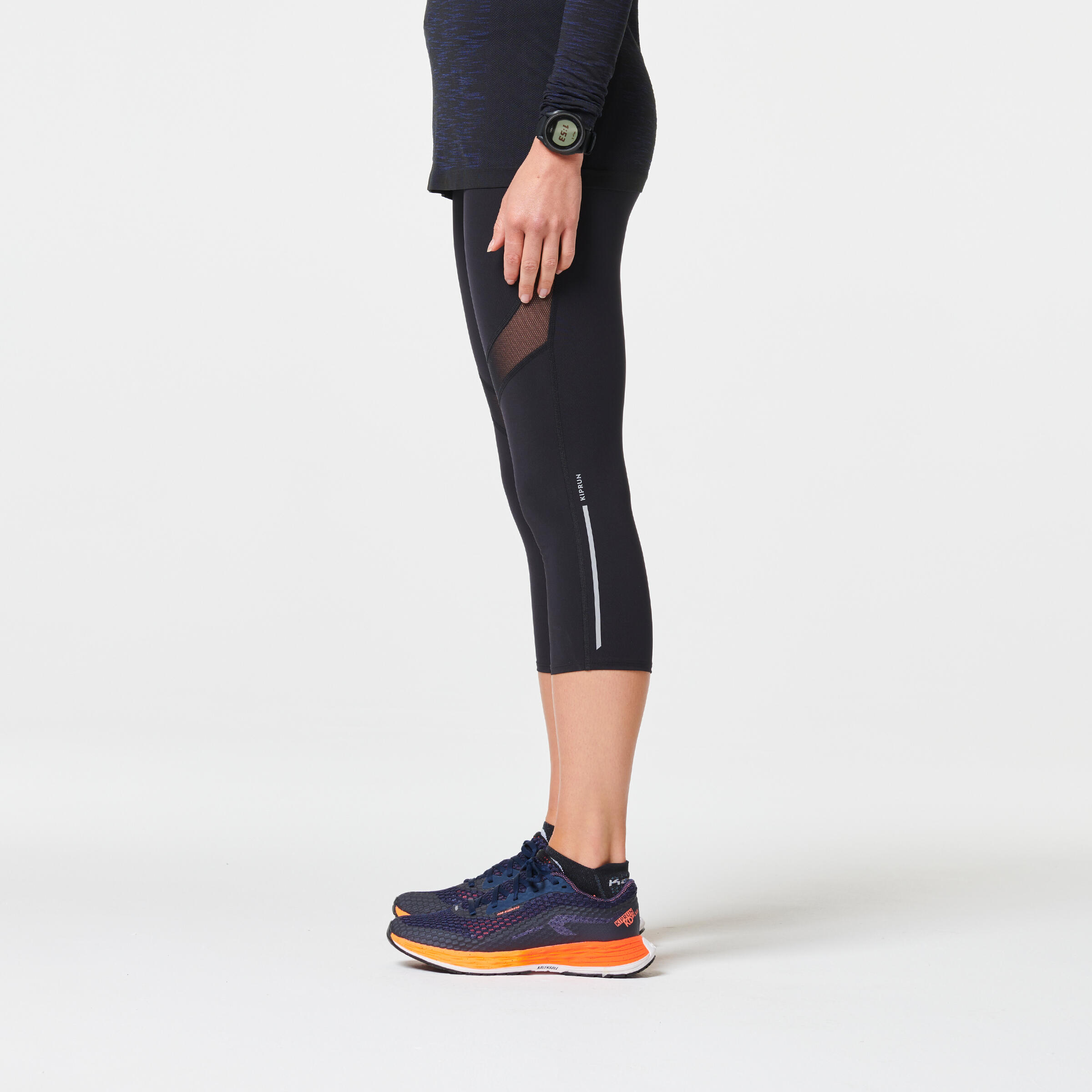 WOMEN'S RUNNING CROPPED BOTTOMS WITH KIPRUN SUPPORT - BLACK 3/15