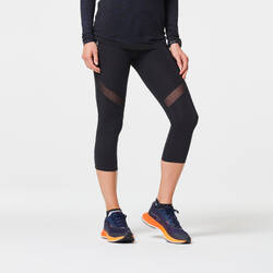 WOMEN'S RUNNING CROPPED BOTTOMS WITH KIPRUN SUPPORT - BLACK