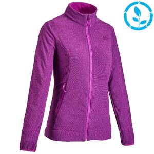 Women Sweater Full-Zip Fleece for Hiking MH100 Dark Purple