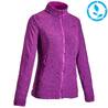 Women Sweater Full-Zip Fleece for Hiking MH100 Dark Purple