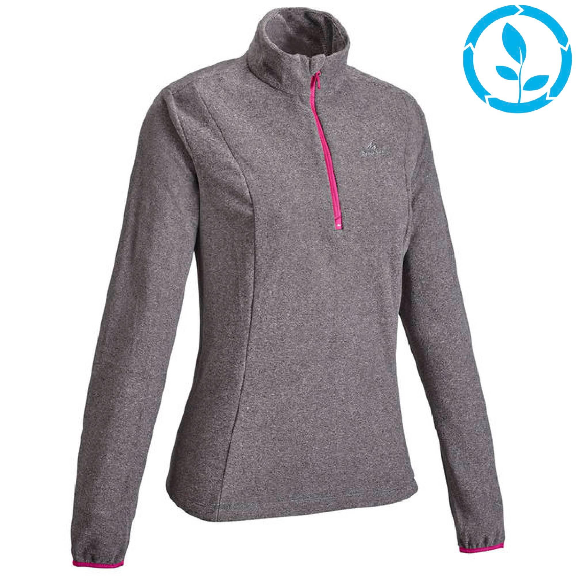 Womens' Fleece Pullover - MH 100 - Snow white, [EN] smoked black - Quechua  - Decathlon