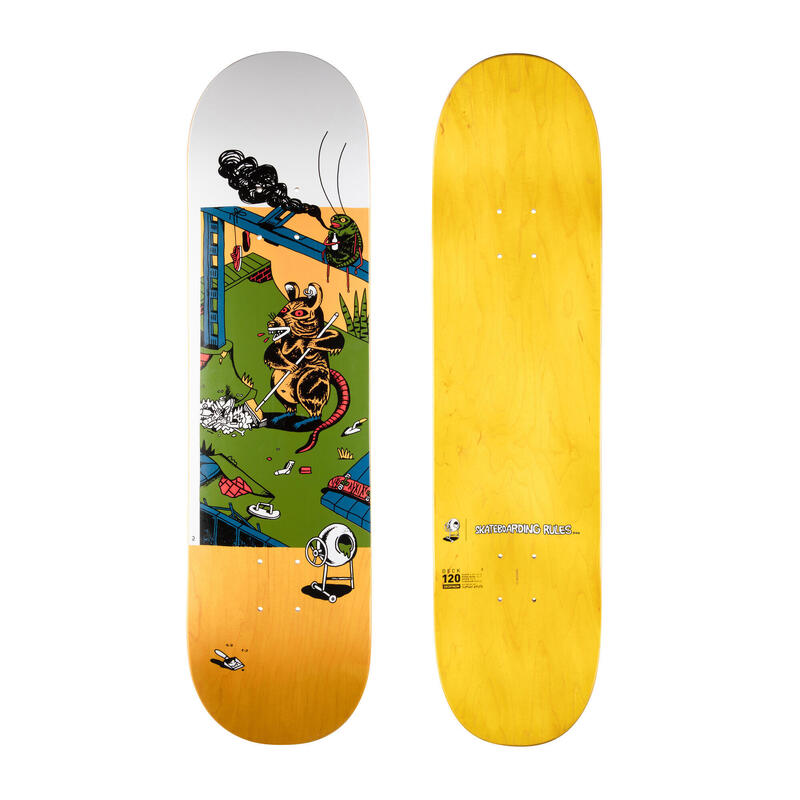 PLANCHE DE SKATE EN ERABLE DK120 "T. KNUTS - SKATEBOARDING RULES" TAILLE 8"