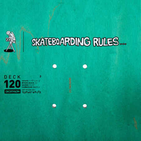 Skateboard Deck aus Ahornholz DK120 "T. KNUTS – Skateboarding Rules“ Gr.7,75"