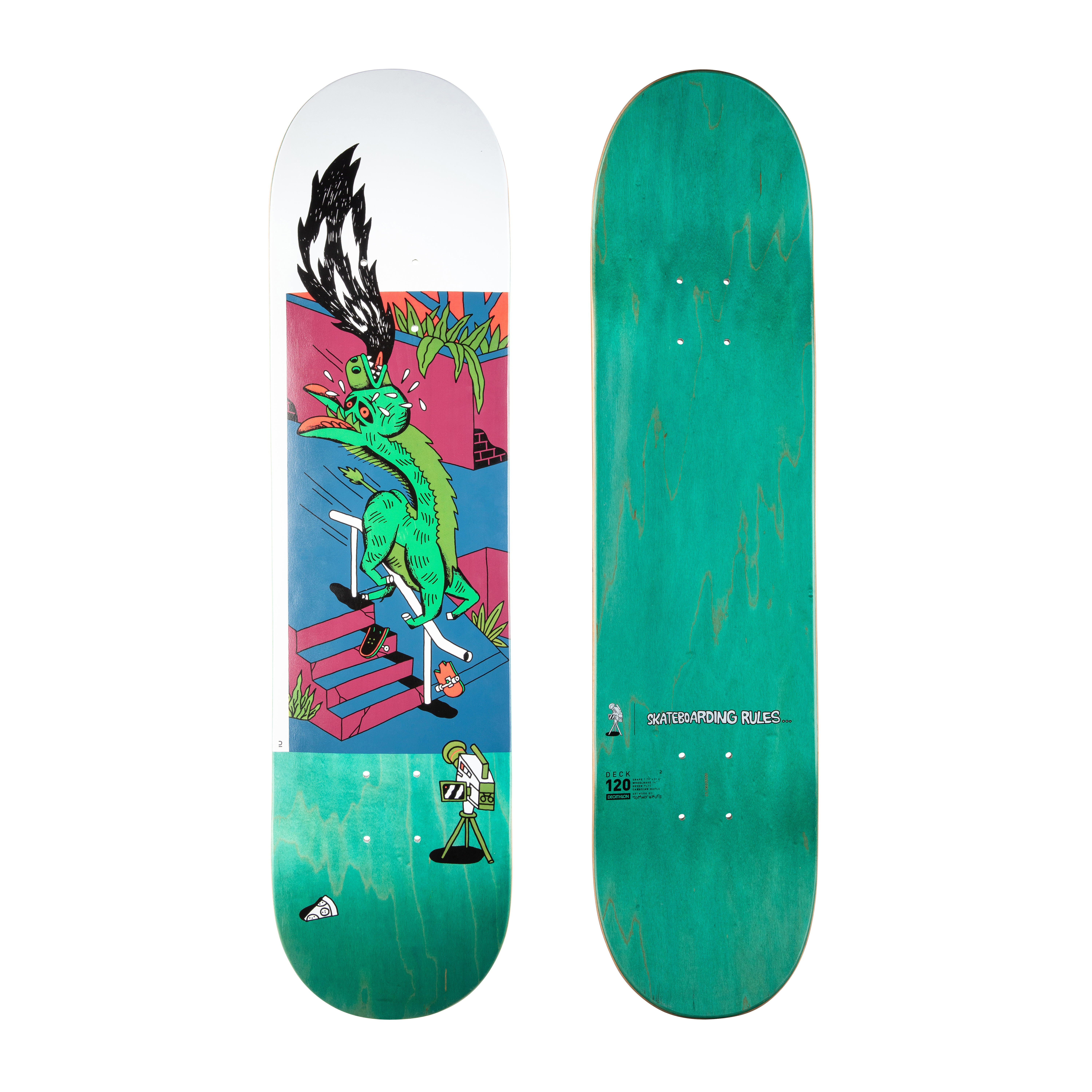 OXELO Skateboard Deck aus Ahornholz DK120 