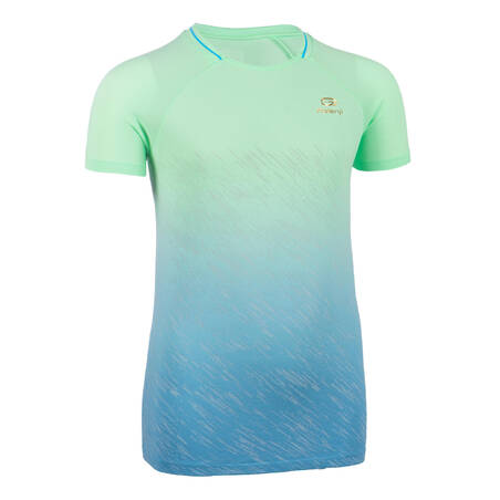 AT 500 Girl's running SL T-shirt - blue & green shades
