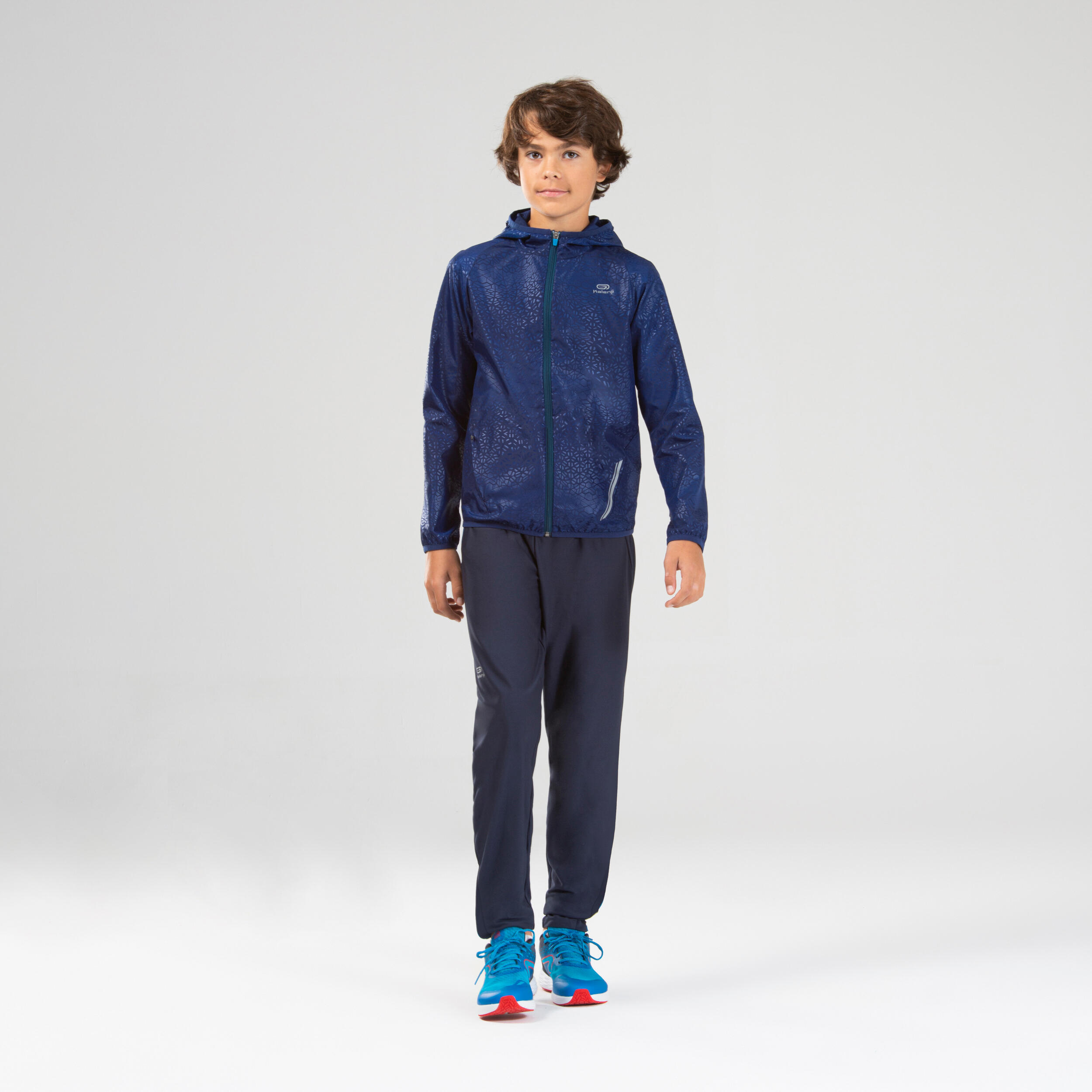 Jachetă Protecție Vânt Alergare AT100 albastru Copii