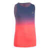 AT 500 Girl's lightweight running and athletics tank top - blue and neon pink