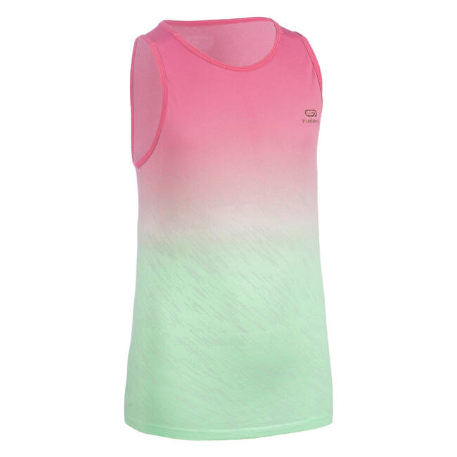 AT 500 Girl's lightweight running and athletics tank top - light pink and  green