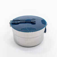 Camping cooking set in stainless steel 100 - 4 persons- 18 items.