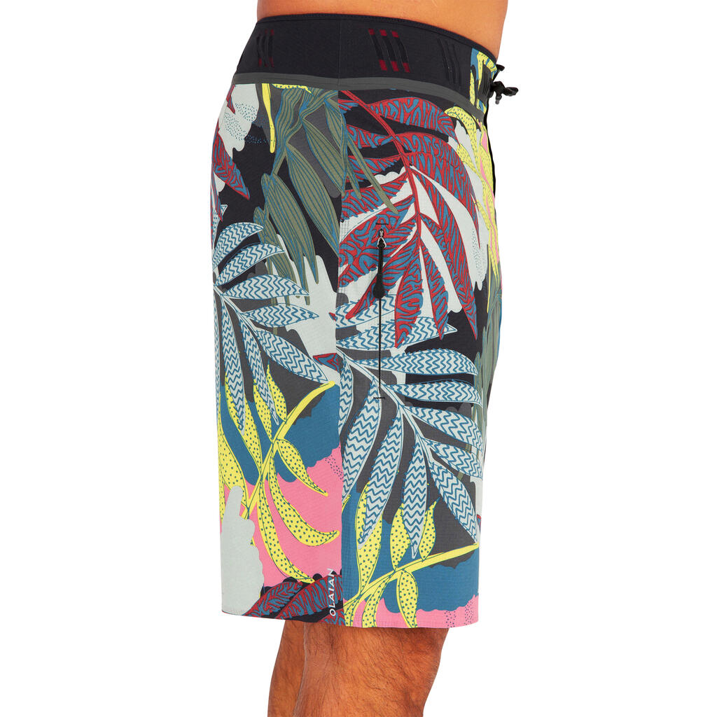 Pantaloneta de baño larga para playa y surf para Hombre Olaian 900 estampado