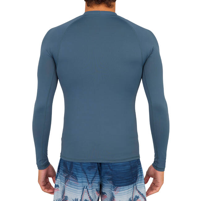 Decathlon Surfing/ Beach Men Long-Sleeved UV Protection T-Shirt 100 Grey -  Olaian