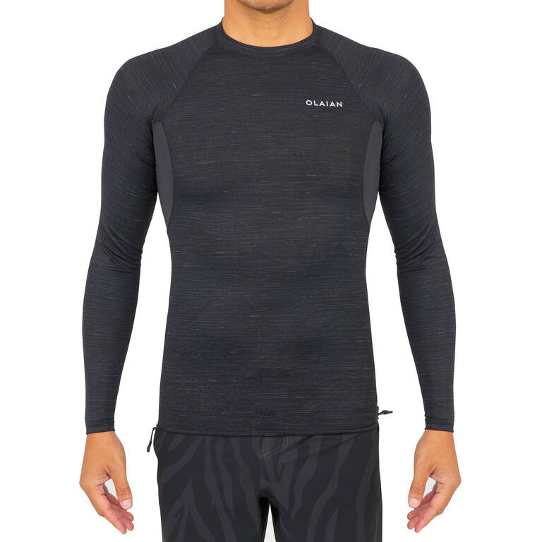 Men's Surfing Long Sleeve UV Protection Top T-Shirt 900 - Black