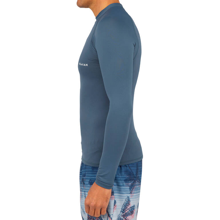 Men's surfing long-sleeved UV-protection top T-shirt 100 - grey