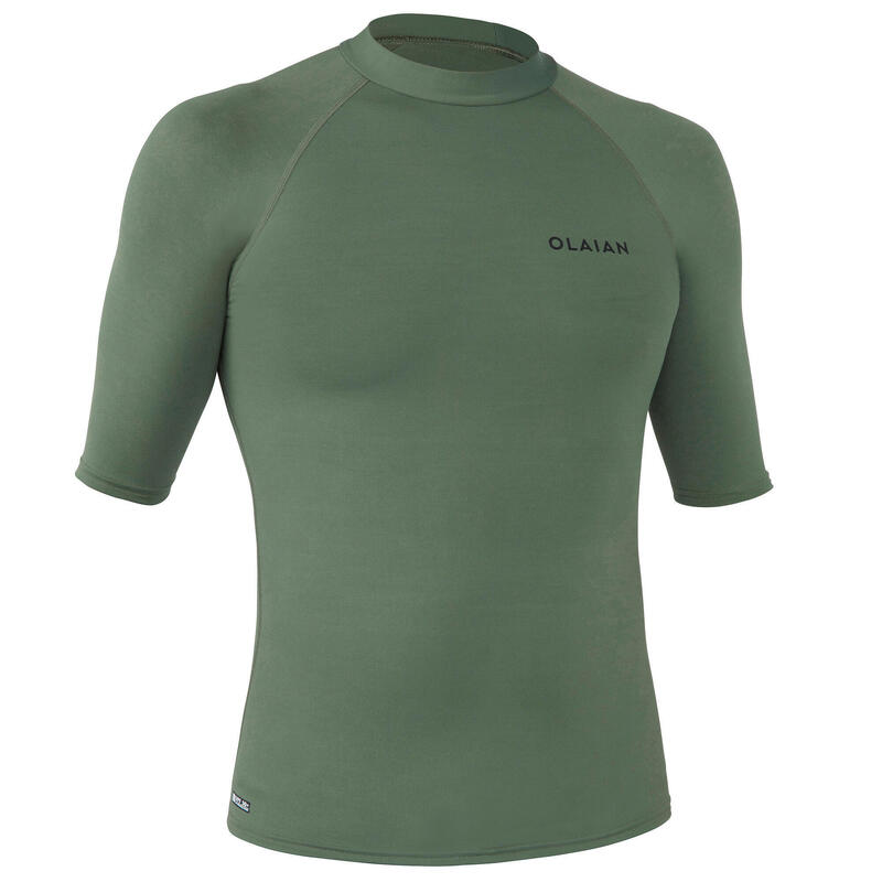 Camiseta Protección Solar Surf Hombre Olaian 100 Caqui Manga Corta Anti-UV