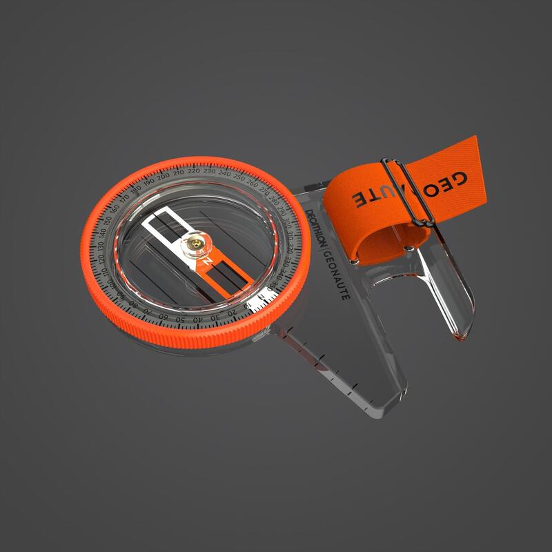 Duimkompas voor oriëntatieloop Racer 500 links zwart/oranje