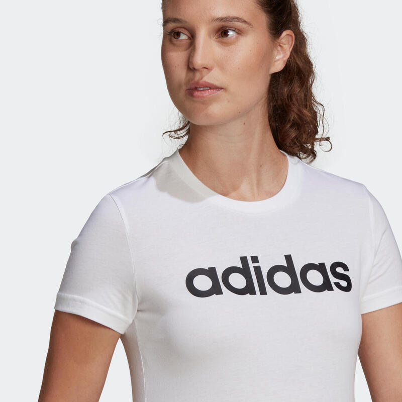 T-shirt donna fitness ADIDAS regular 100% cotone bianca
