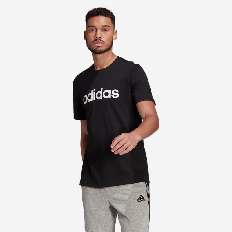 T-shirt fitness Adidas manches courtes slim coton col rond homme noir