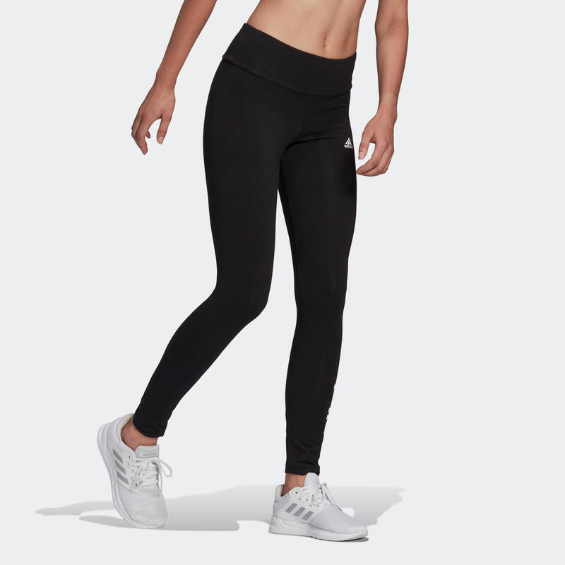 Leggings donna fitness ADIDAS LINEAR cotone leggero vita alta neri