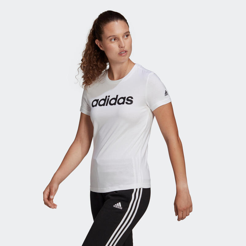 T-shirt donna fitness ADIDAS regular 100% cotone bianca