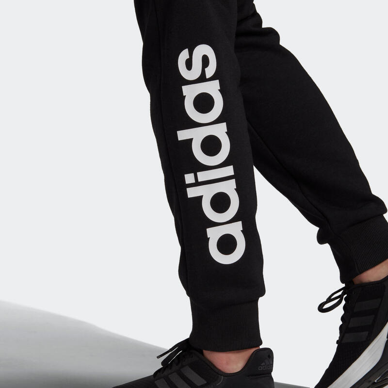 Cercanamente aventuras Constitución ADIDAS Joggingbroek voor fitness dames hoog aandeel katoen aansluitend  Linear zwart | Decathlon