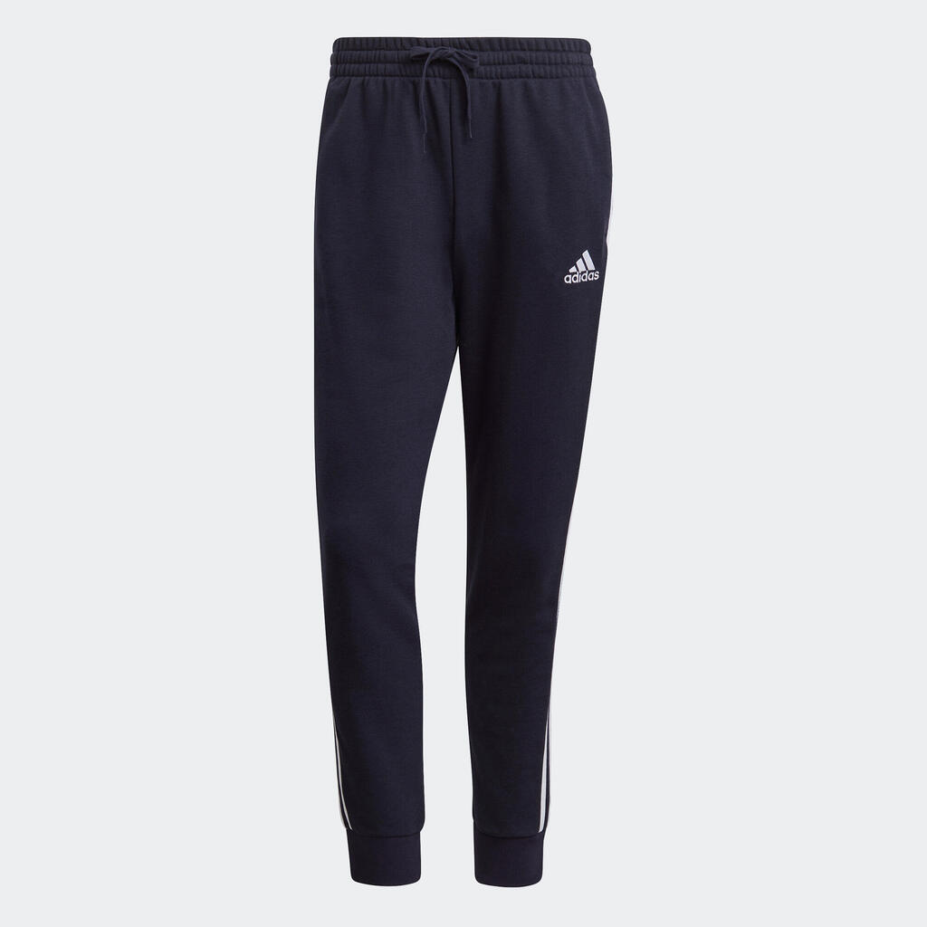 Men's Fitness Synthetic Straight-Cut Jogging Bottoms - Navy Blue