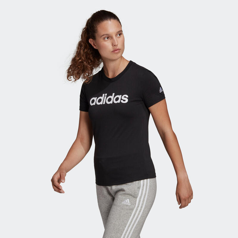 Camiseta Mujer Manga Corta 100% Algodón Adidas Linear Decathlon