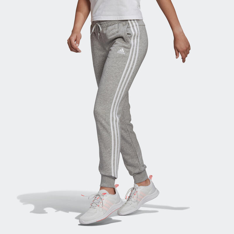 Dámské fitness tepláky Adidas bavlněné šedé