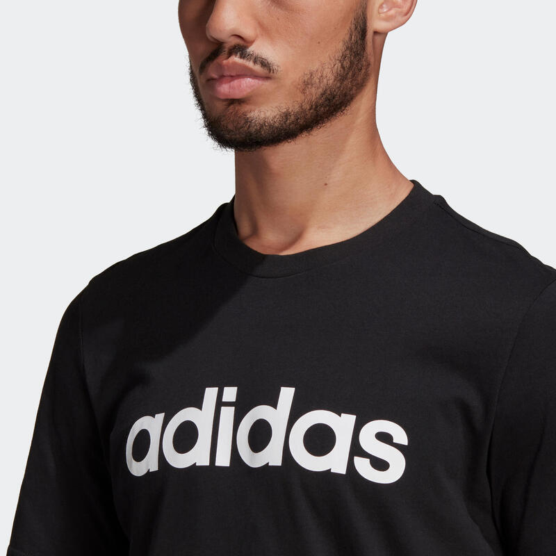 T-shirt fitness Adidas manches courtes slim coton col rond homme noir