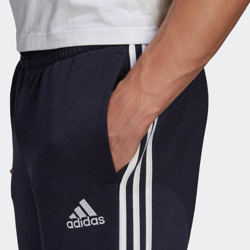 Men's Fitness Synthetic Straight-Cut Jogging Bottoms - Navy Blue