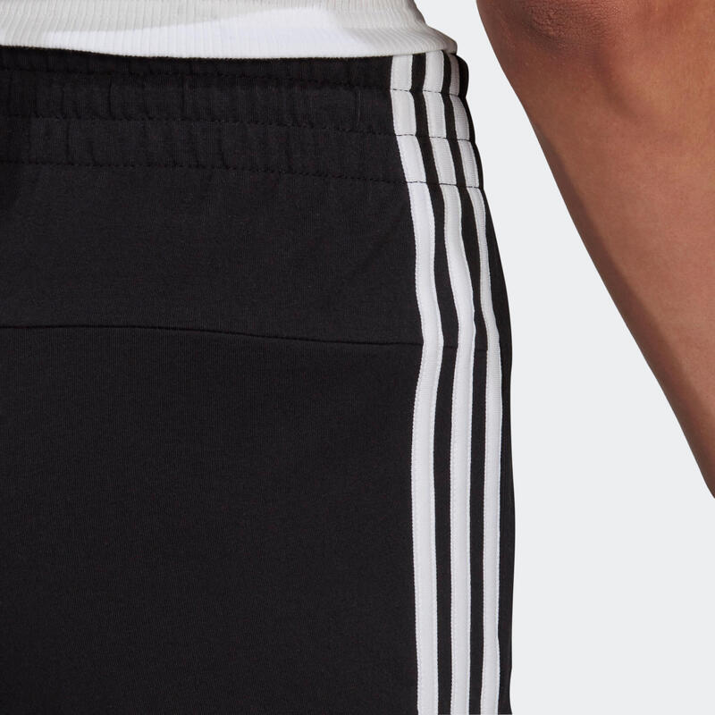 Pantaloncini donna fitness ADIDAS 3 stripes cotone neri-bianchi