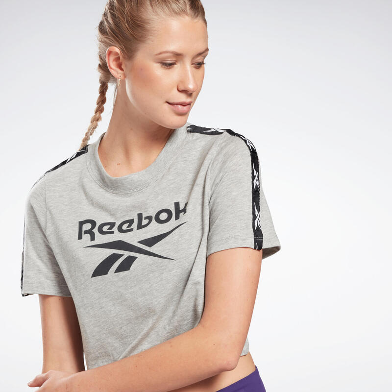Dámské fitness tričko Crop Top s krátkým rukávem bavlněné šedé