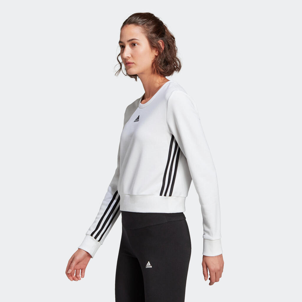 Women's Straight-Cut Sweatshirt 3 Stripes - White