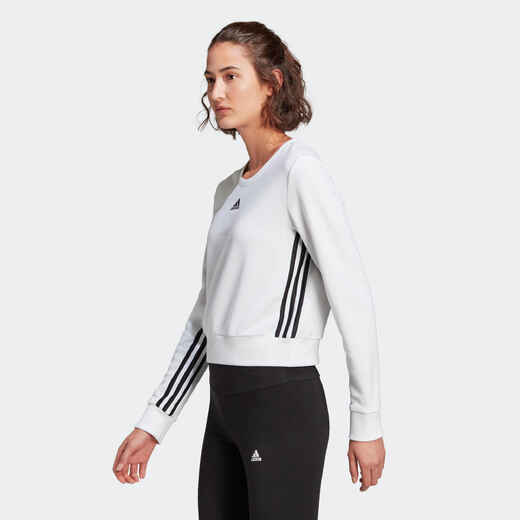 
      Women's Straight-Cut Sweatshirt 3 Stripes - White
  