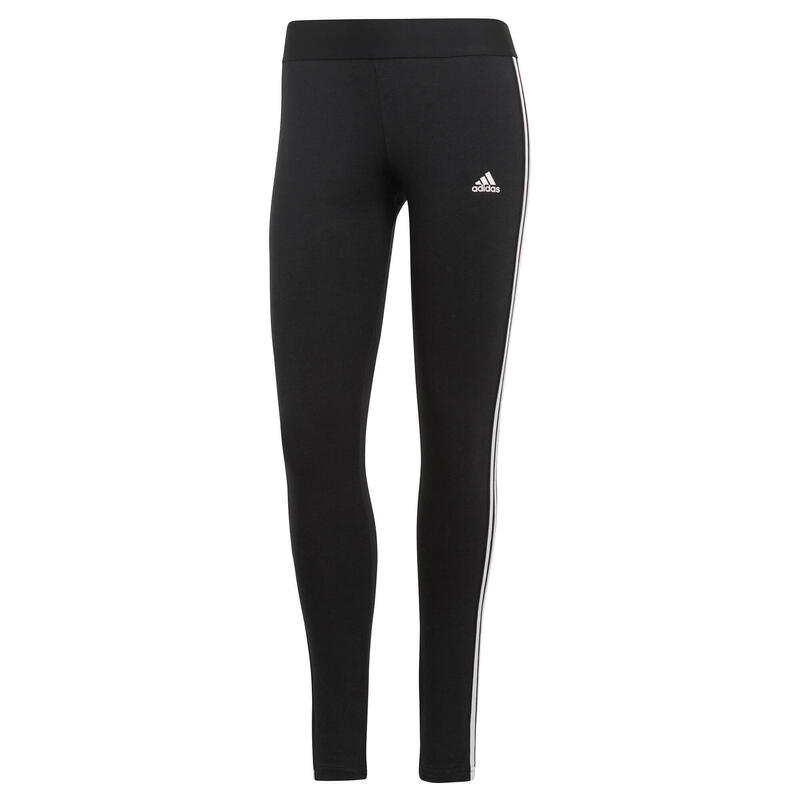 Legging voor fitness 3 strepen zwart