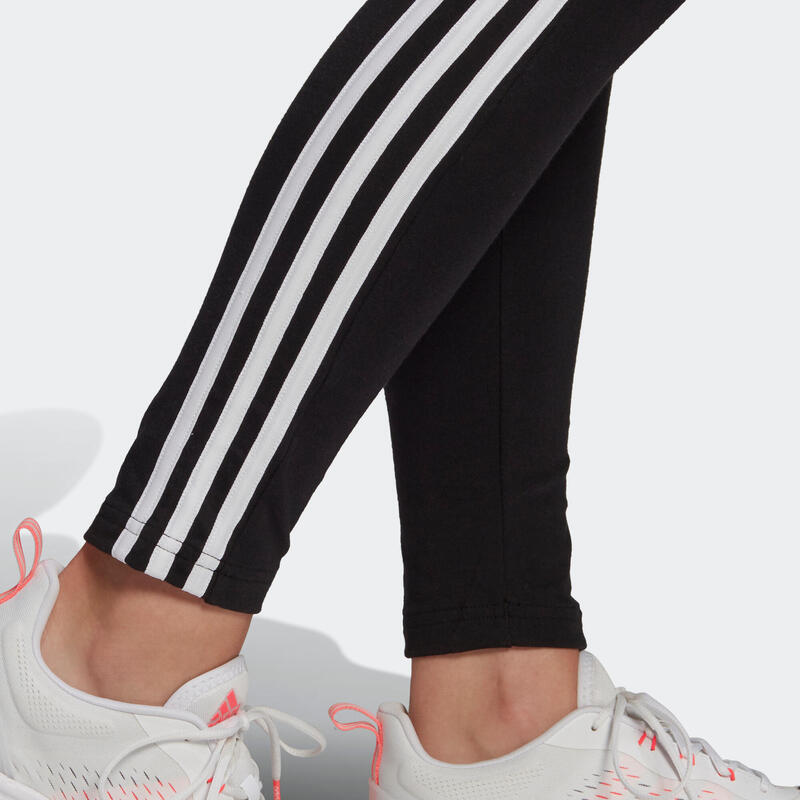 Leggings donna fitness Adidas 3 stripes cotone leggero neri