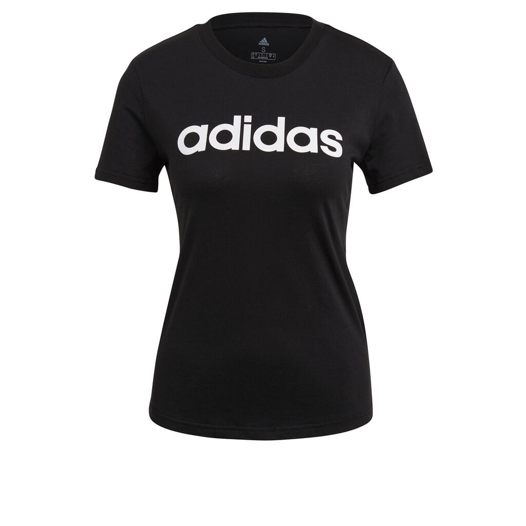 T-shirt fitness Adidas Linear manches courtes 100% coton col rond femme noir