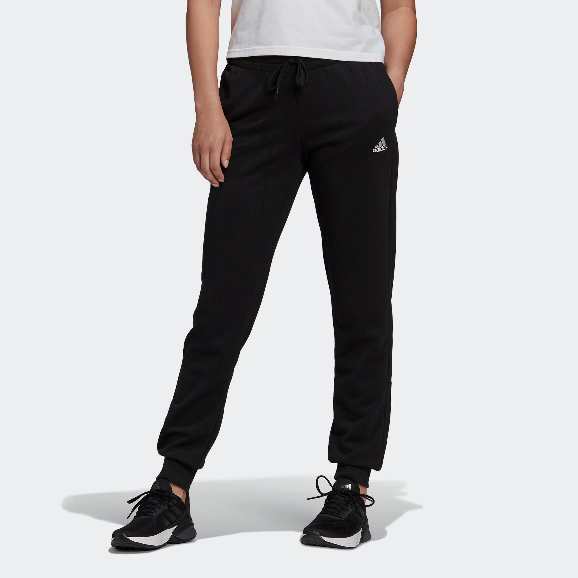 ADIDAS Women's Fitness Majority Cotton Slim Jogging Bottoms - Linear Black